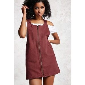 NWT-  Forever 21 -Magenta Pink Purple Overall Zipper Dress - Small